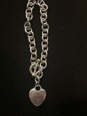 Sterling-Style Heart Toggle Bracelet in Silver